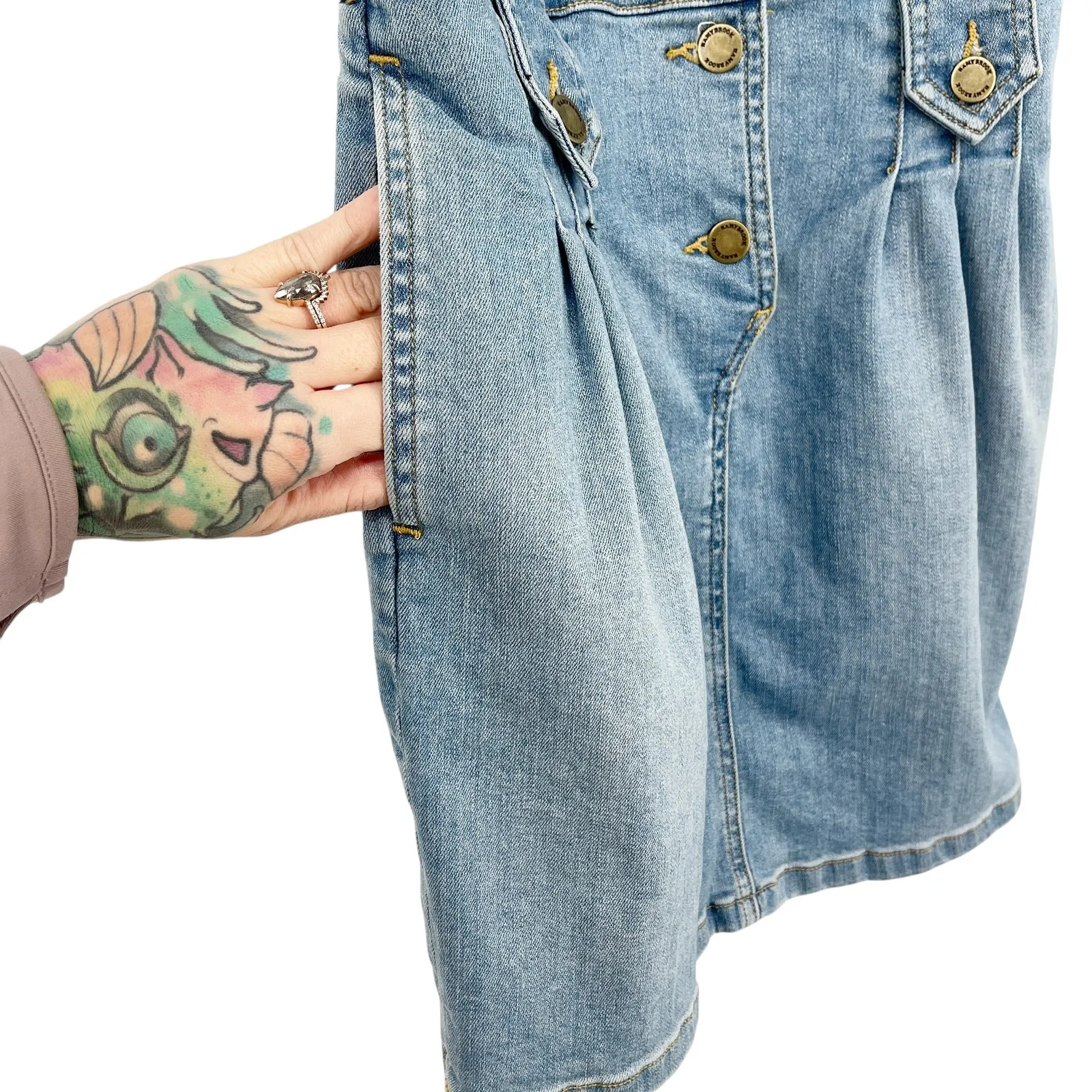 Ramy Brook Hedi Denim Mini Dress Button-Front Light Wash Y2K 90s Brittney - Image 10