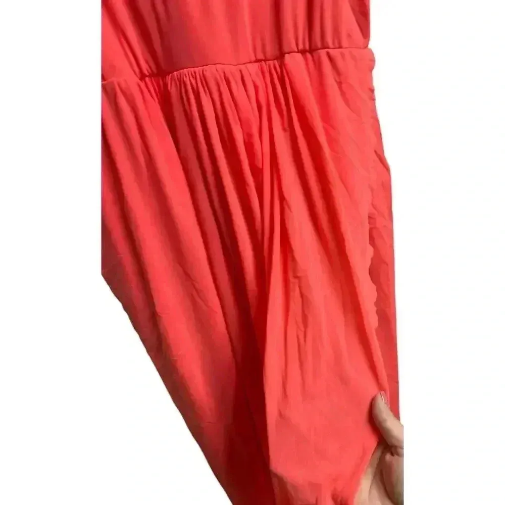 Asos Maternity Mesh Keyhole Dress Peach/Orange Size 6 - Image 3