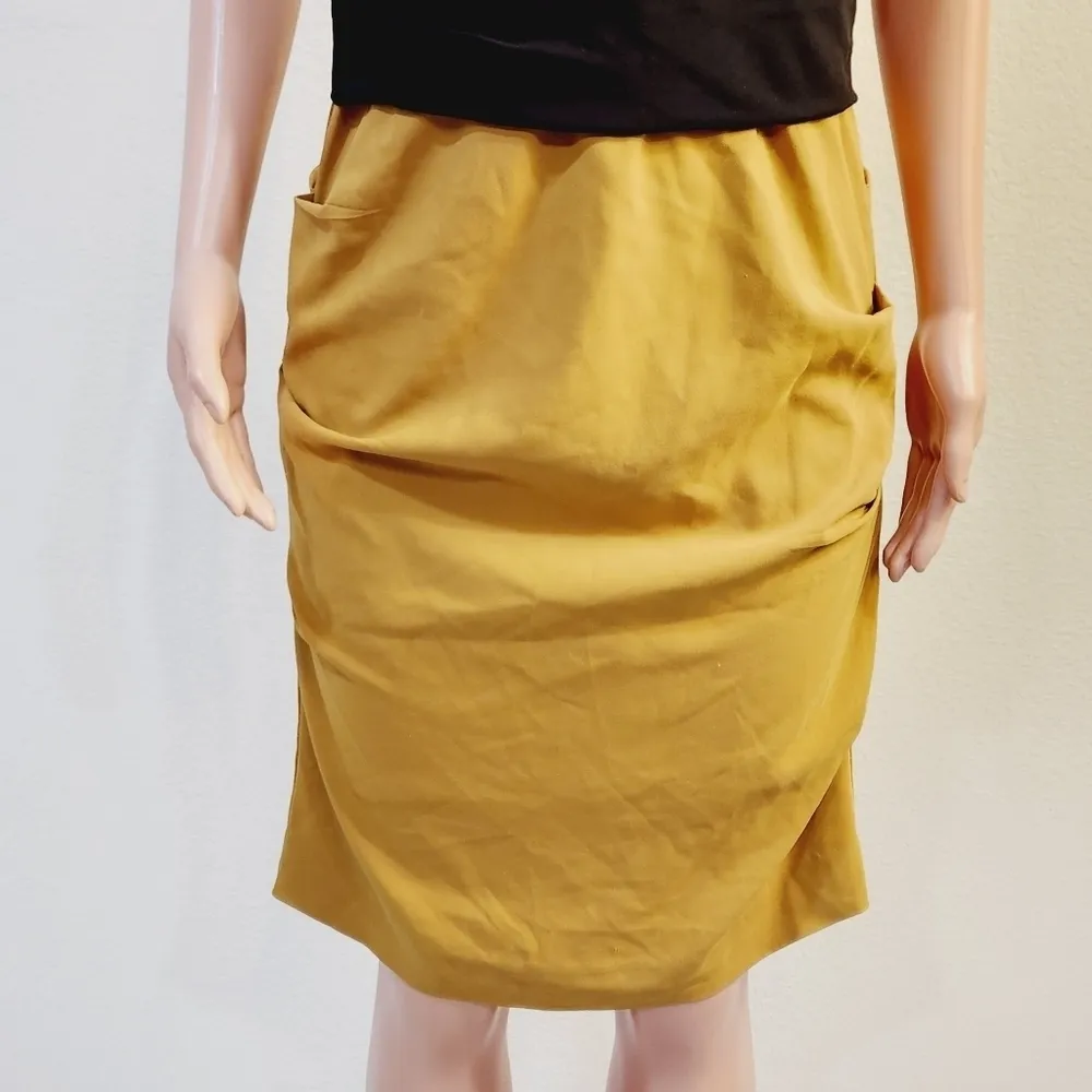 Nicole Miller Collection Silk Mustard & Black Cocktail Dress Size: 8 - Image 4