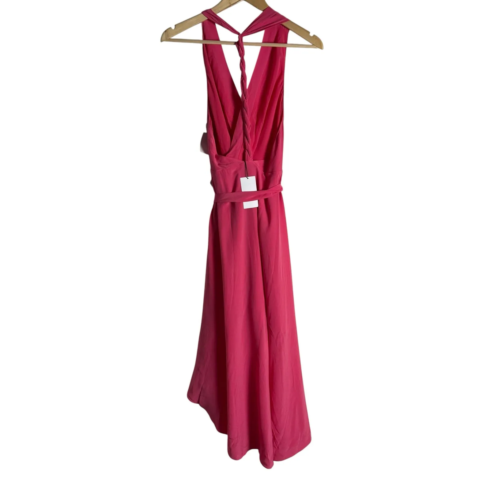 Equipment Alejandra Raspberry Sorbet Pink Sleeveless Asymmetric Silk Midi Dress - Image 13