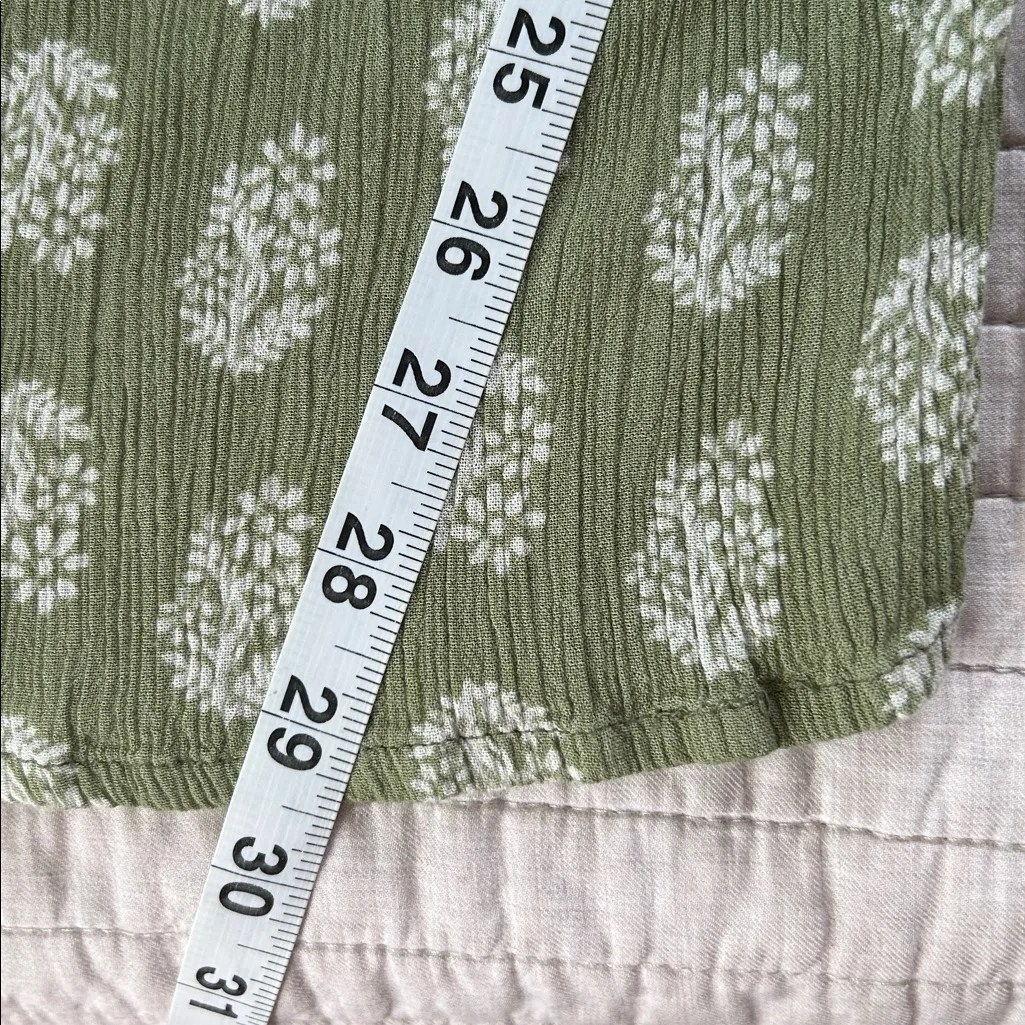 Patrons of peace sage green pull on wide leg boho gauze floral pants XS - Image 8