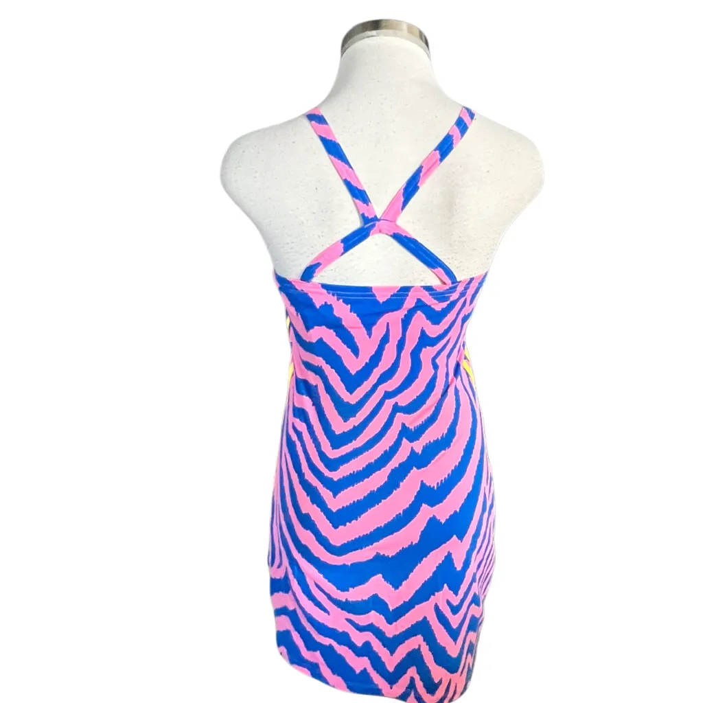 Adidas X FARM Rio Tropical Stripe Stretch Cotton Minidress Size Small NWT Pink - Image 9