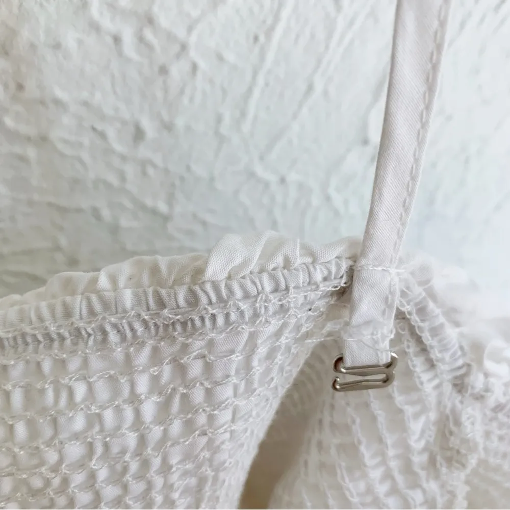 Zara off shoulder ruffle white cropped top - Image 3