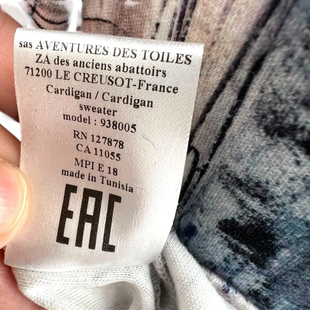 Aventures Des Toiles Abstract Patterned Cotton Cardigan Knit Top Size 38 US 8 Red Size M - Image 12