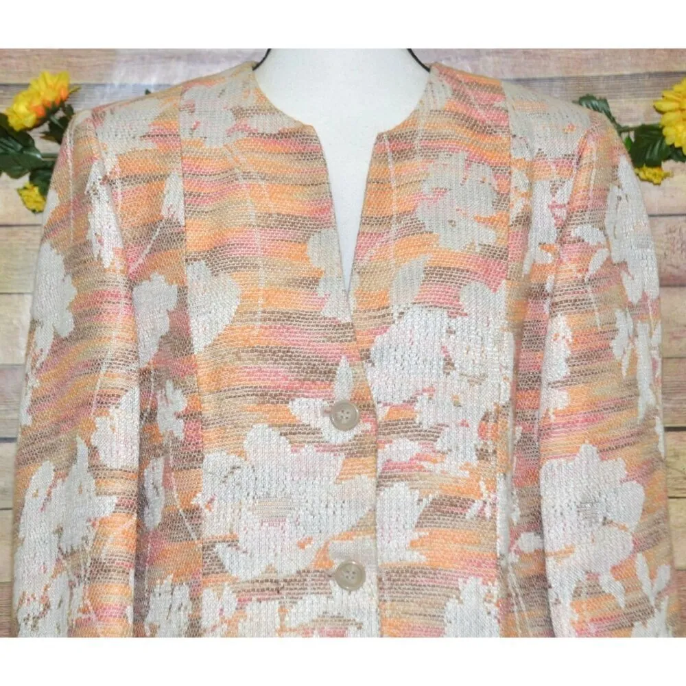 Alfred Dunner Ladies 10 Tweed Button Front Blazer Jacket Floral Office Event - Image 4