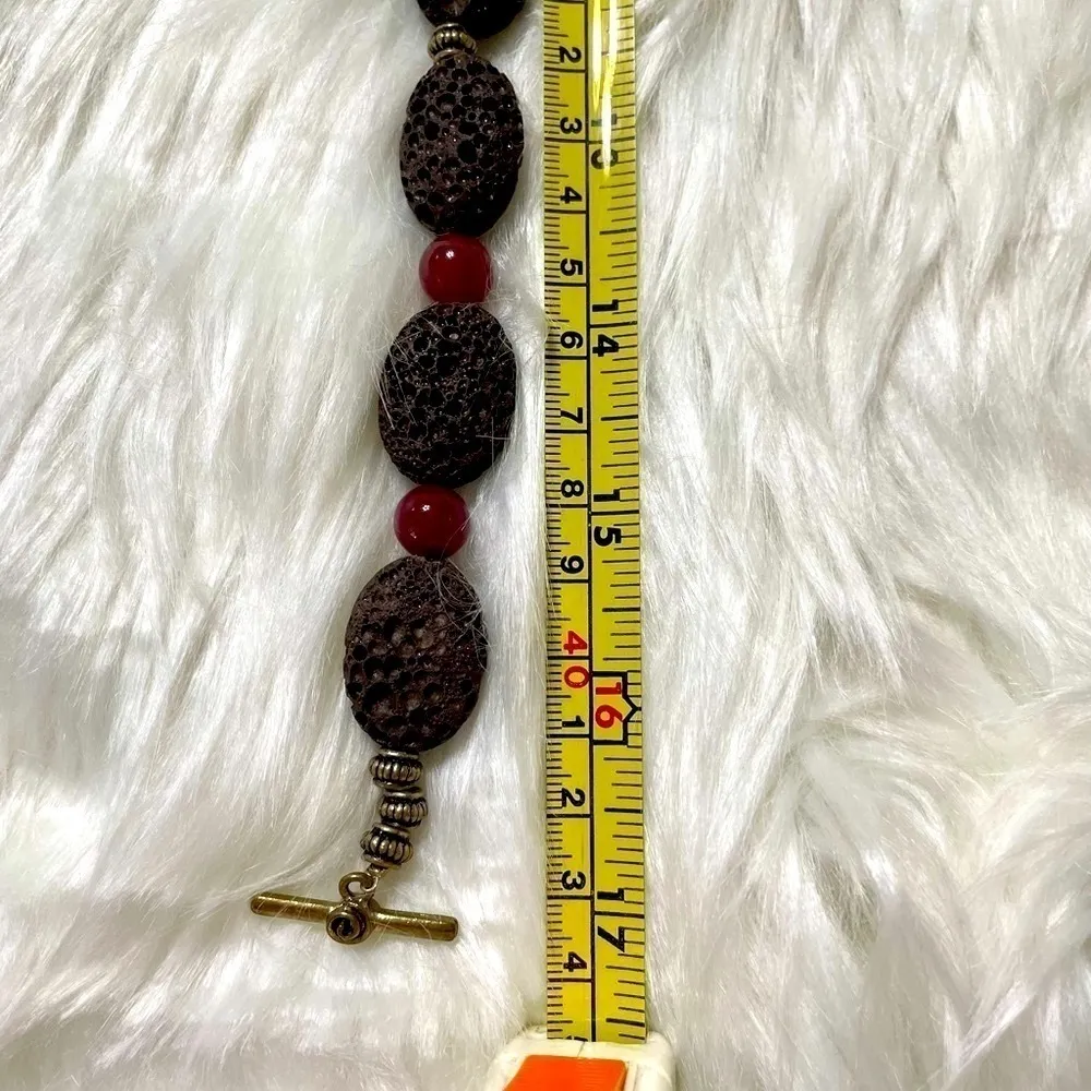 Beaded Stone Chunky Statement Necklace With Toggle Closure NWOT - Image 6