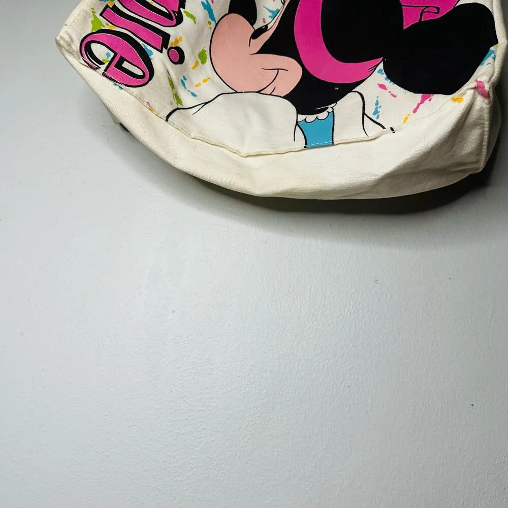 Vintage 80s 90s Disney Minnie Mouse Graphic Canvas Tote Bag - Image 9