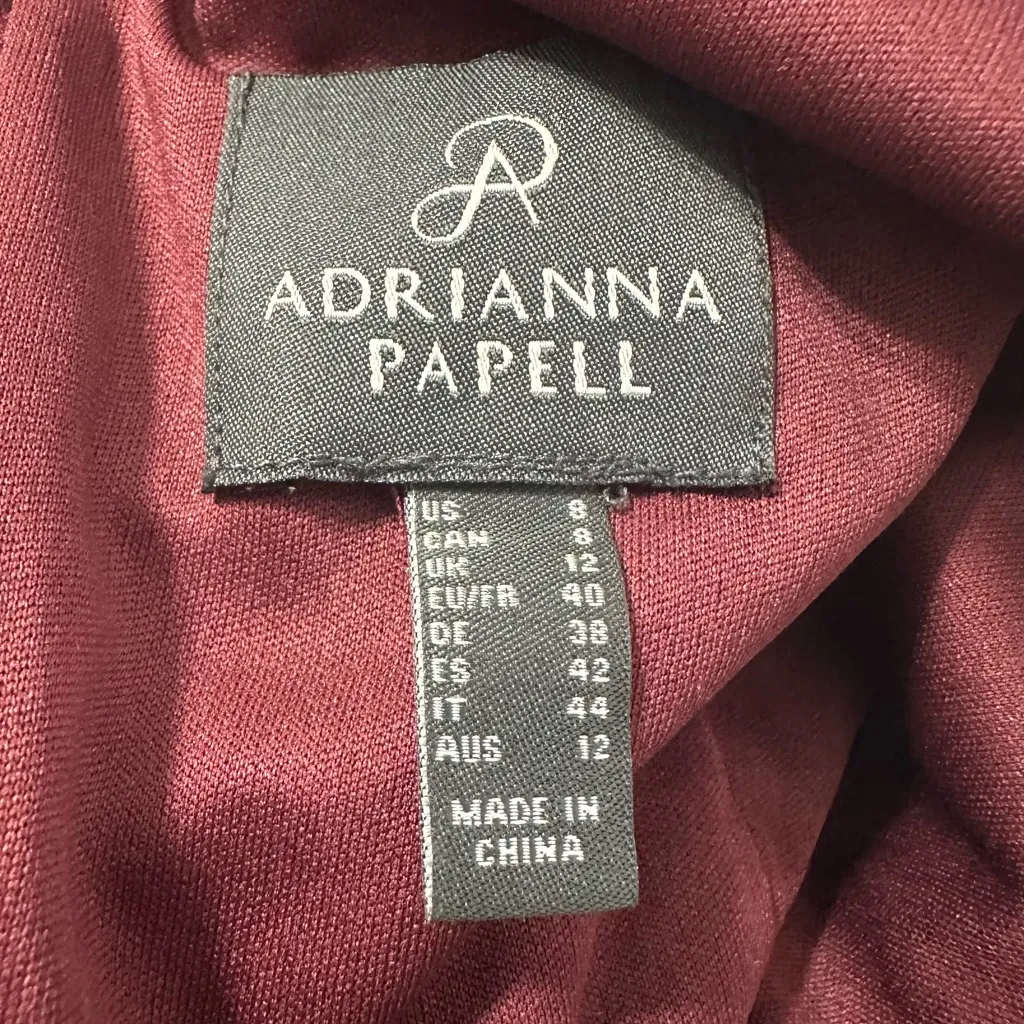 Adrianna Papell Sequined Blouson Gown in Deep Wine Dress Size 8 - Image 14