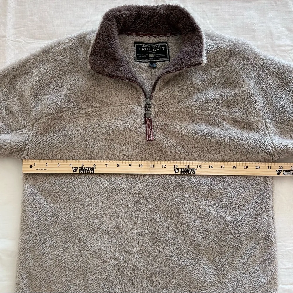 True Grit ~ Pebble Pile 1/4 Zip Tan Plush Pullover Jacket ~ Size Small ~ I - Image 11