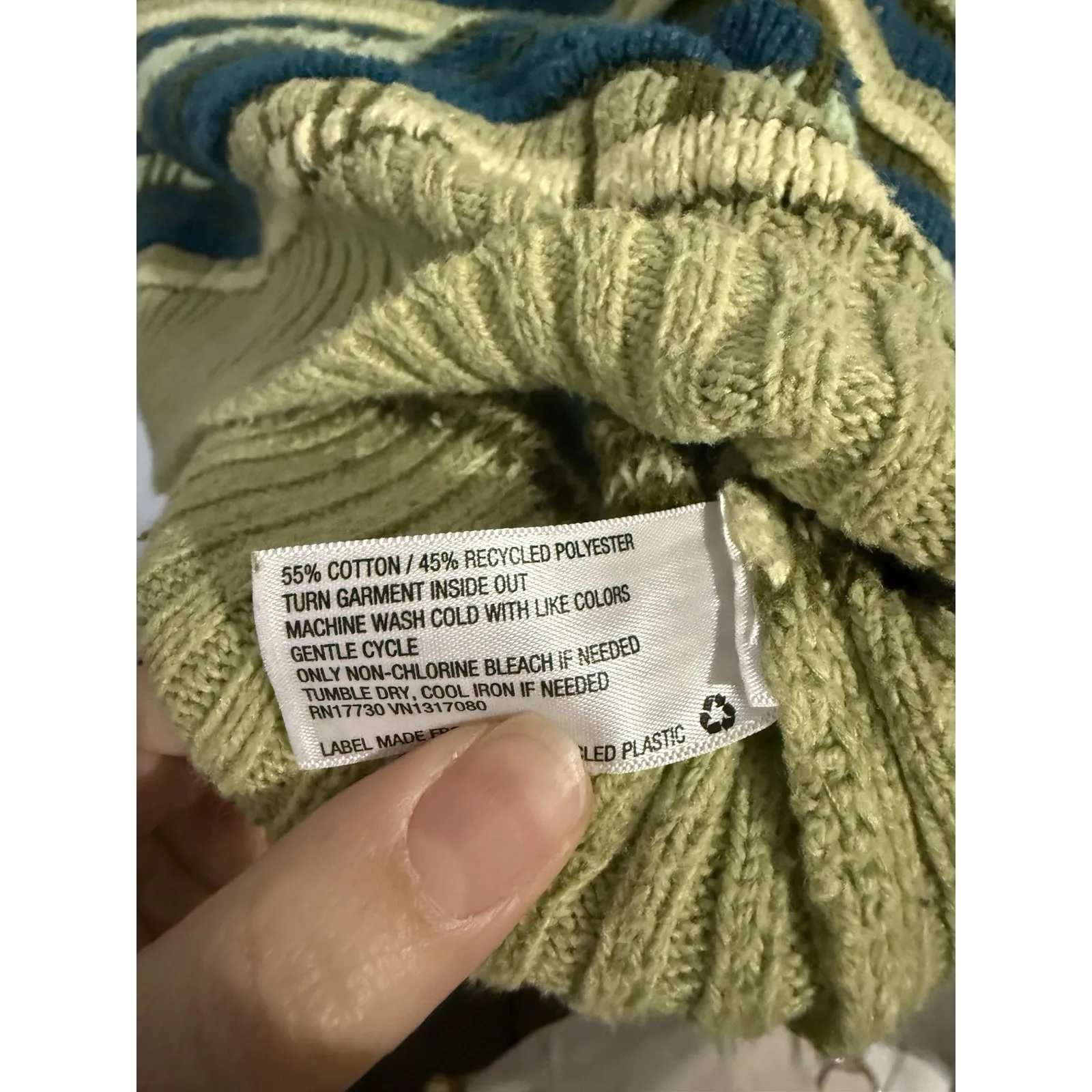 Wild Fable Women's Long Sleeve Stripped Crewneck Textured Sweater S Green - Image 4