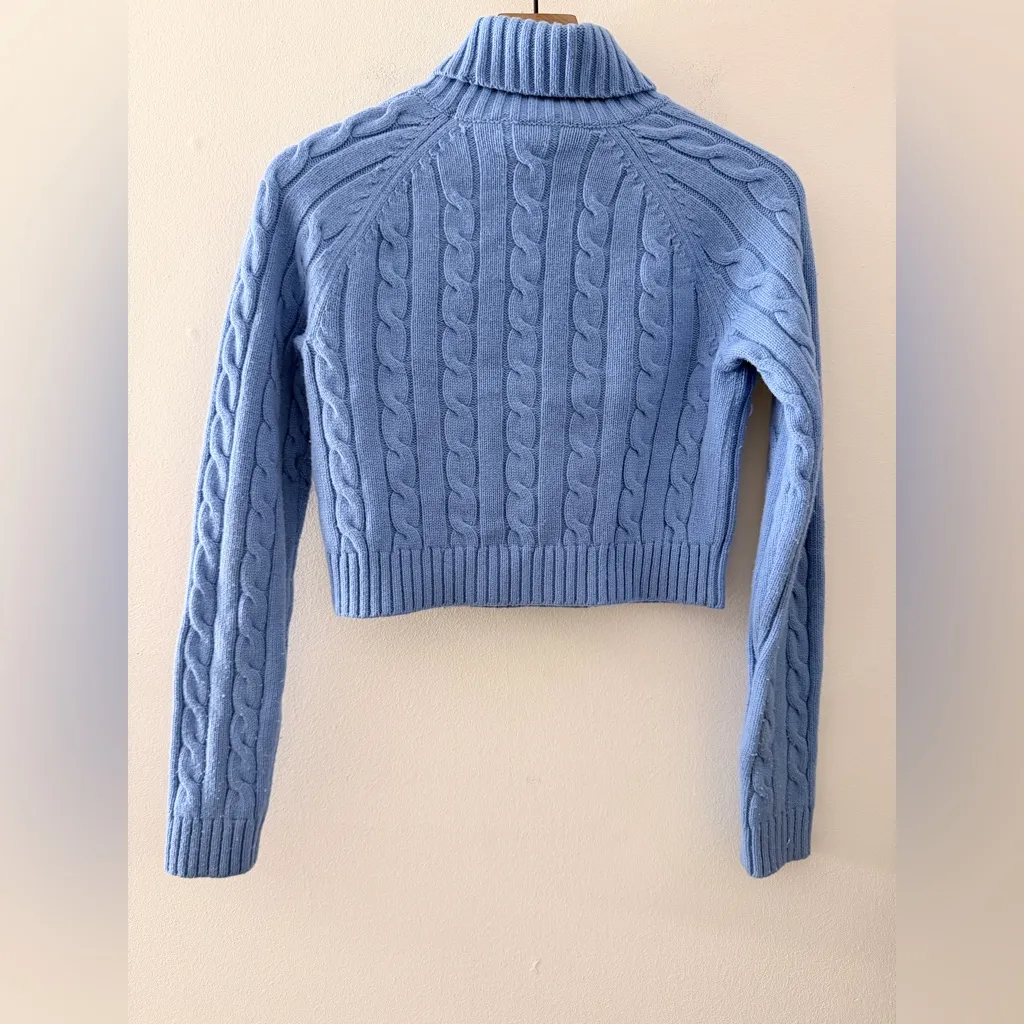 Aritzia Sunday Best blue Jones Sweater long sleeve fisherman cable knit wool - Image 3