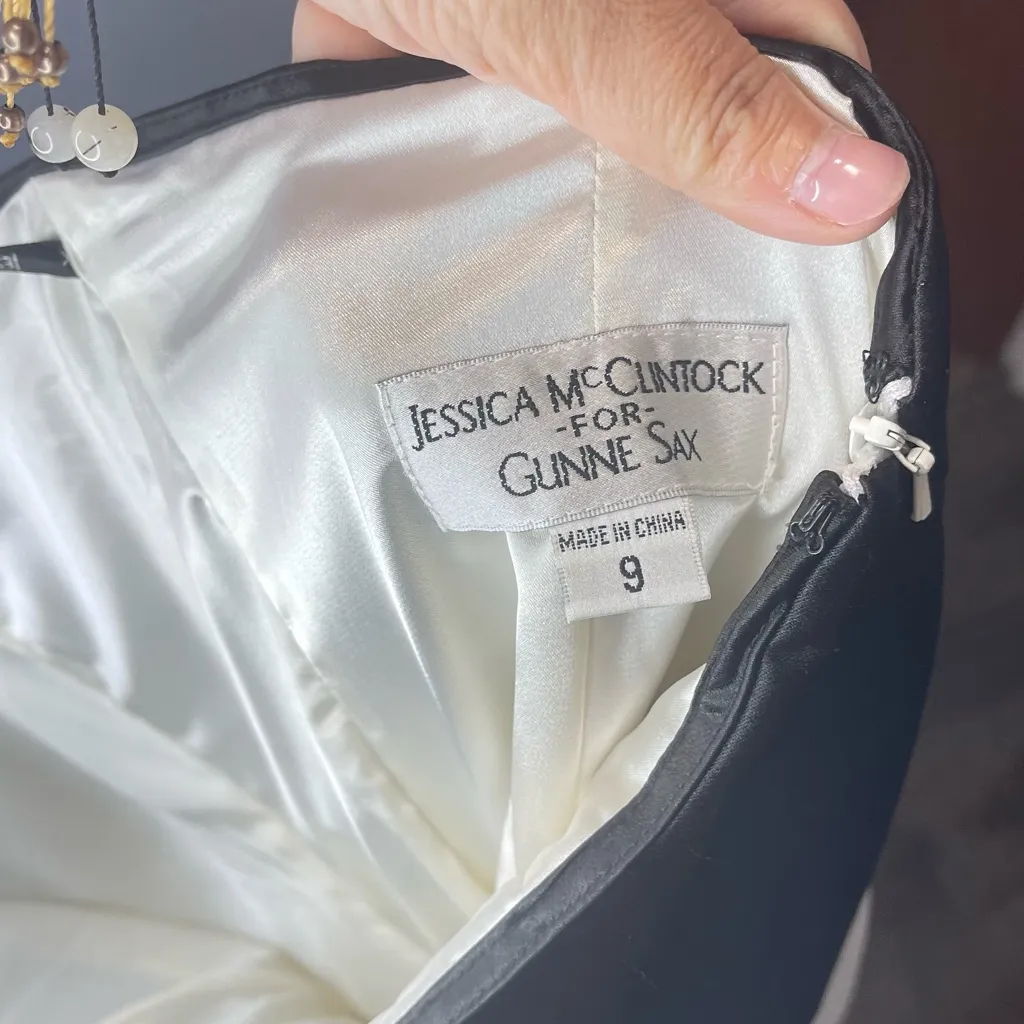 Jessica McClintock‎ for Gunne Sax Black & White Cocktail Dress Size 9 - Image 4