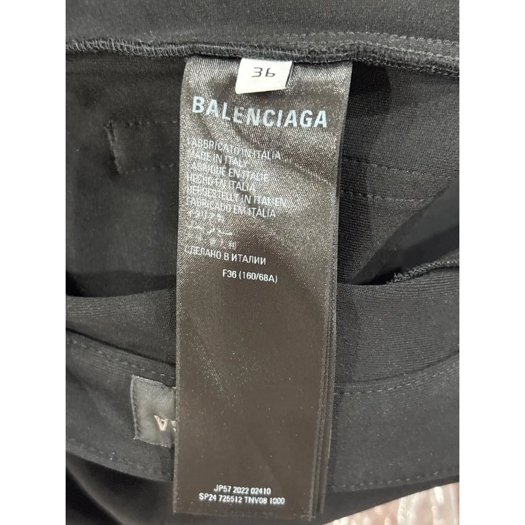 Balenciaga Stretch Pants in Black 36 New Womens Straight Stretch Trousers - Image 8