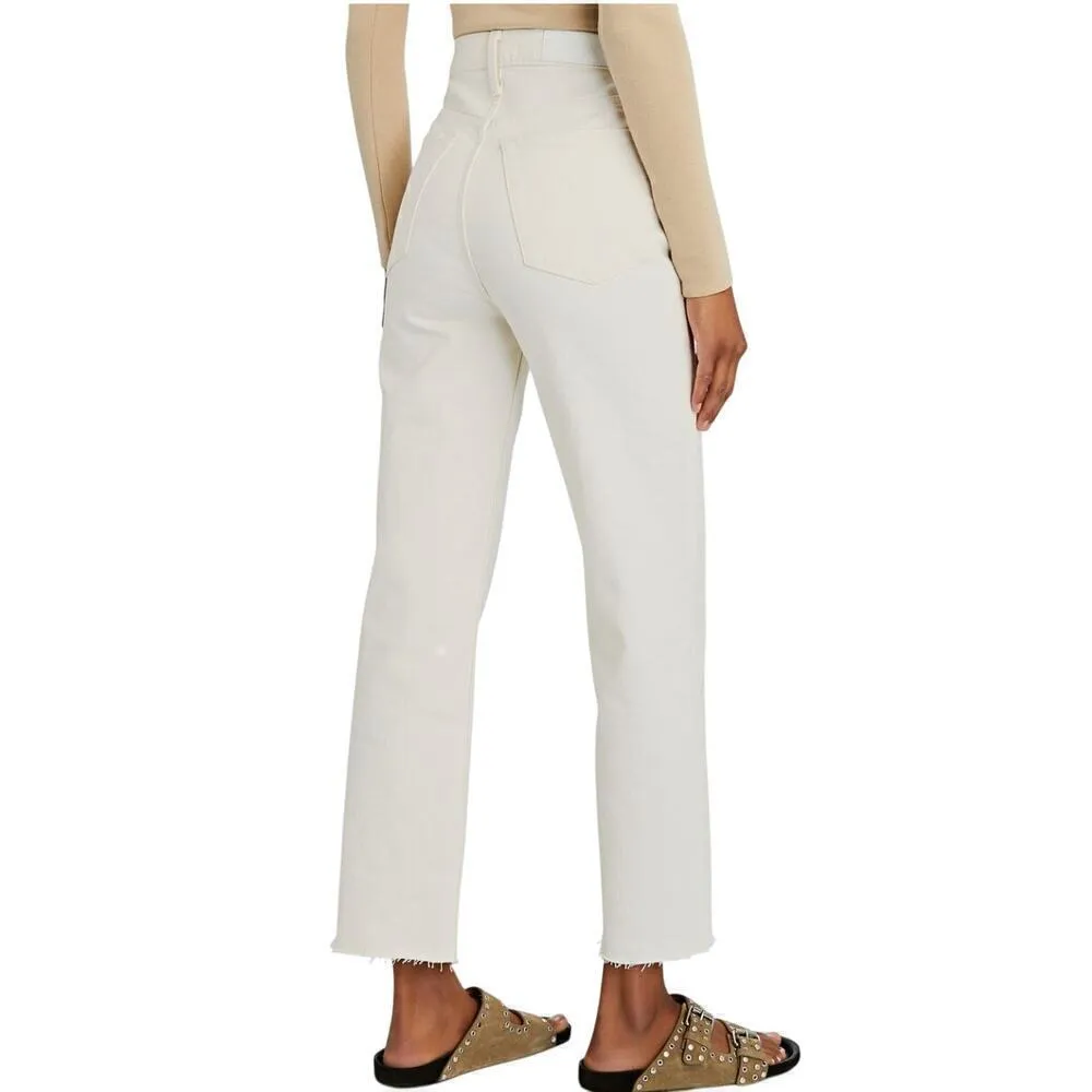 RE/DONE 70s High Rise Stove Pipe Straight Jeans in Worn White size 28 - Image 7