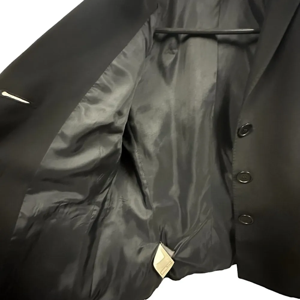 Max Studio Special Edition Silk Wool Slit Sleeve Black Blazer Jacket Womens 4 - Image 9