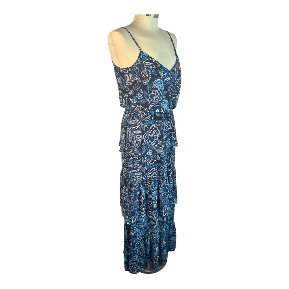 Eliza J Blue Floral Tiered Ruffle  Maxi Dress - Image 3