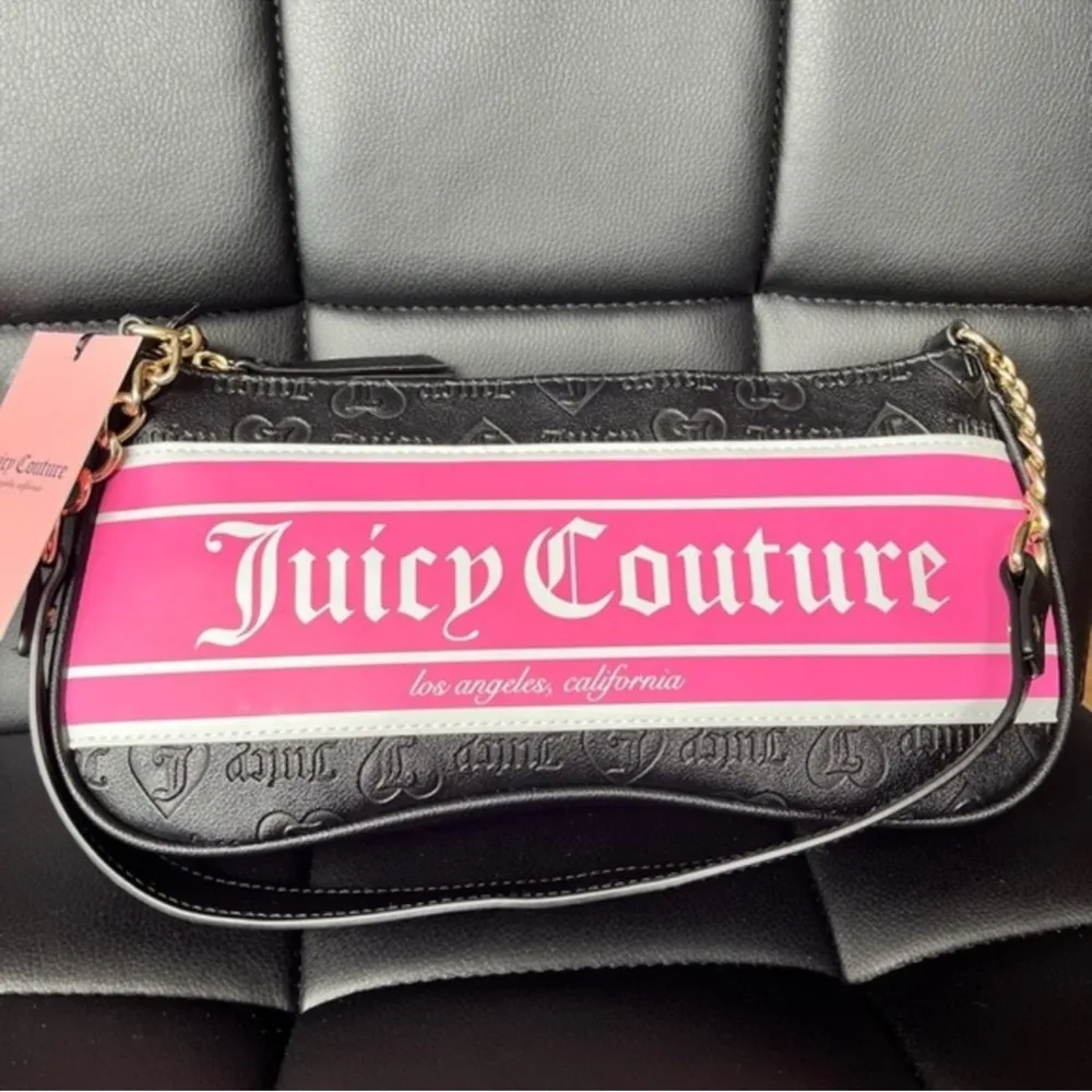 Juicy Couture Pink & Black Monogram Logo Baguette Shoulder Bag NWT - Image 2