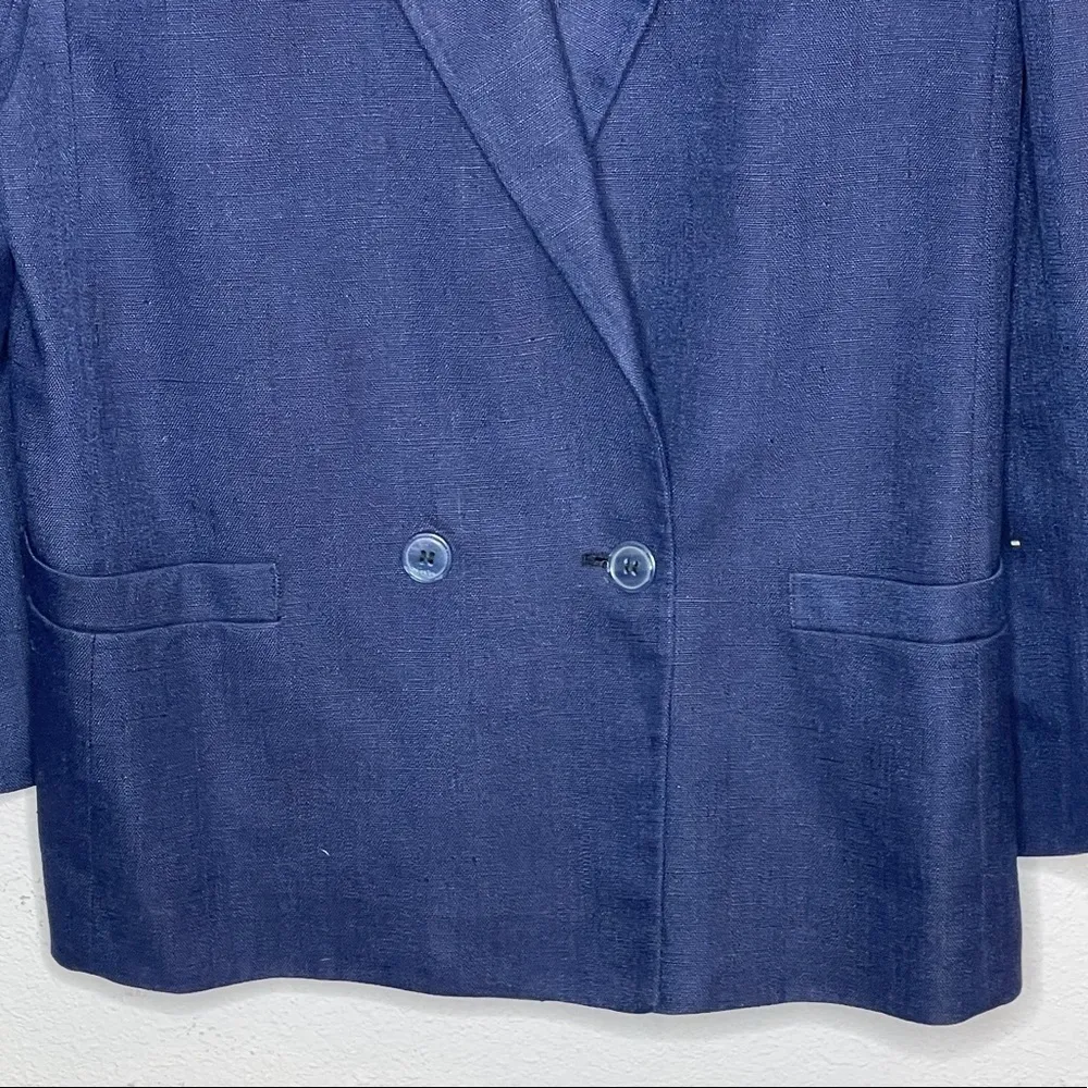 Vintage‎ Raoul Linen Blend Blazer Blue Size 14 - Image 4