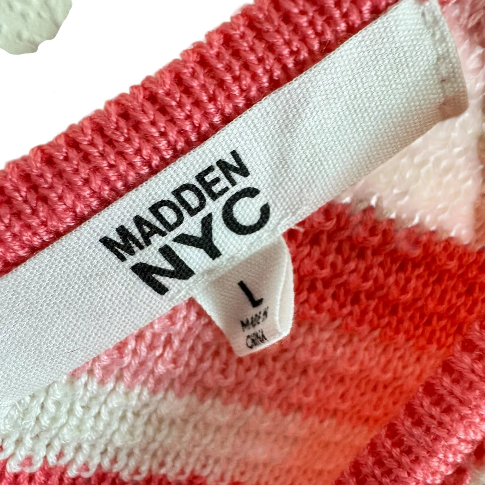 Madden NYC NWT Pink White Striped Crochet V - Image 5