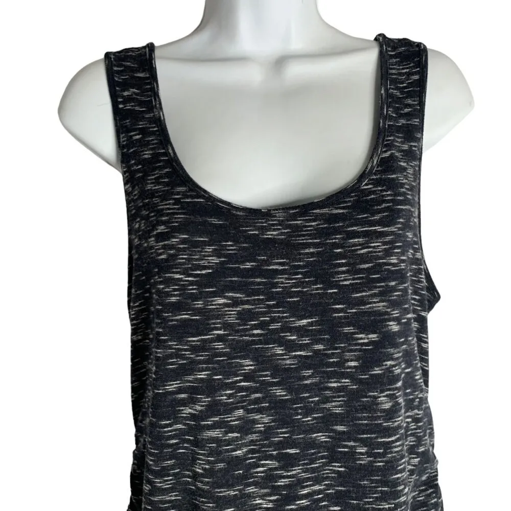 Liz Lange Maternity Knit Midi Dress M Marled Black Sleeveless Ruched Scoop Neck - Image 2