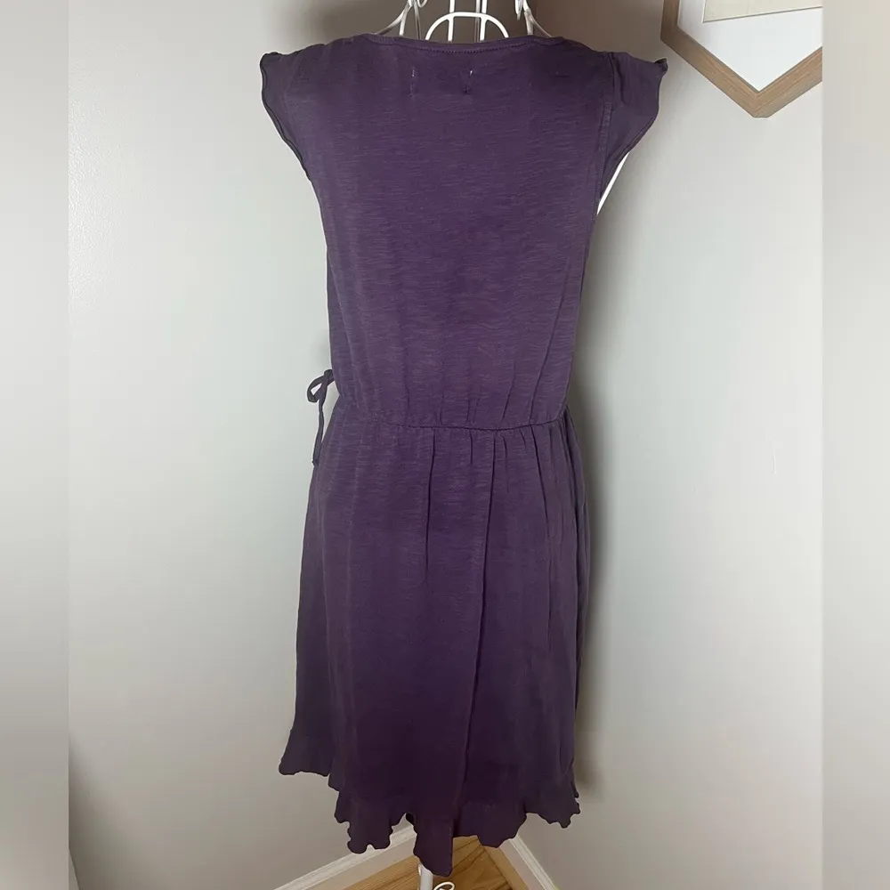 PACT Easy Wrap Ruffle Organic Cotton Purple Size M Fit And Flare Cap Sleeve - Image 6