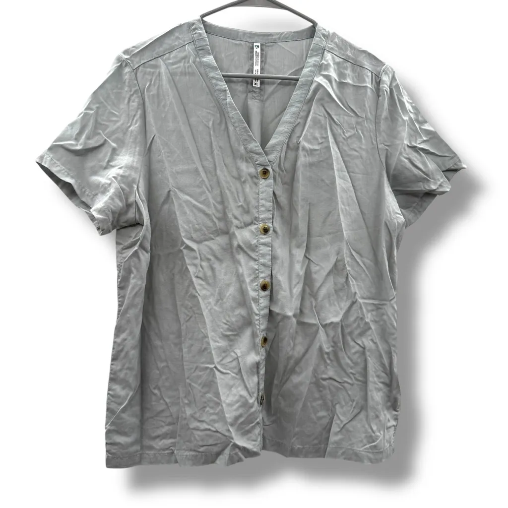 Kuhl Hadley Short Sleeve Button-Front Shirt in Mist Gray Sz XL‎ Boxy Airy Fit - Image 3