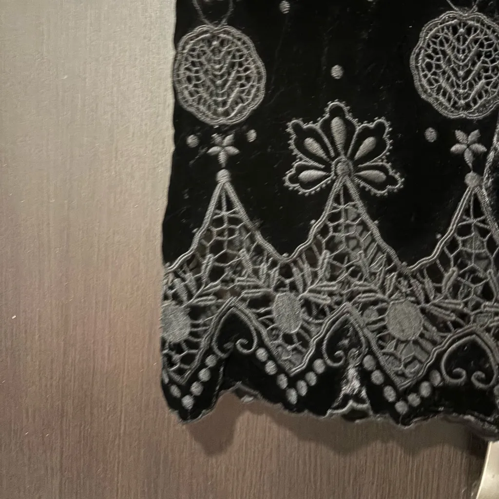 Johnny Was Roxanne Black Velvet Mini Dress — Size S, Like New - Image 8