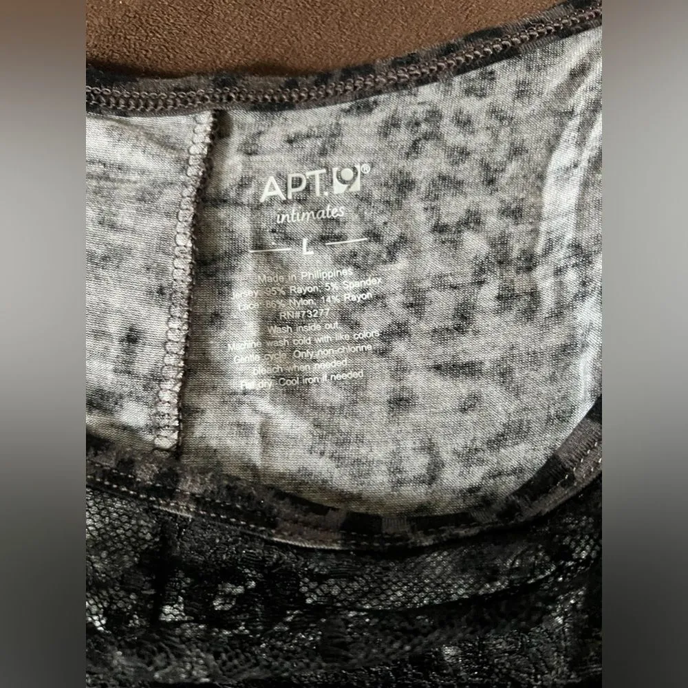 Intimates sleep top by Apt 9 NWT lace and soft tshirt combo LG animal print - Image 2