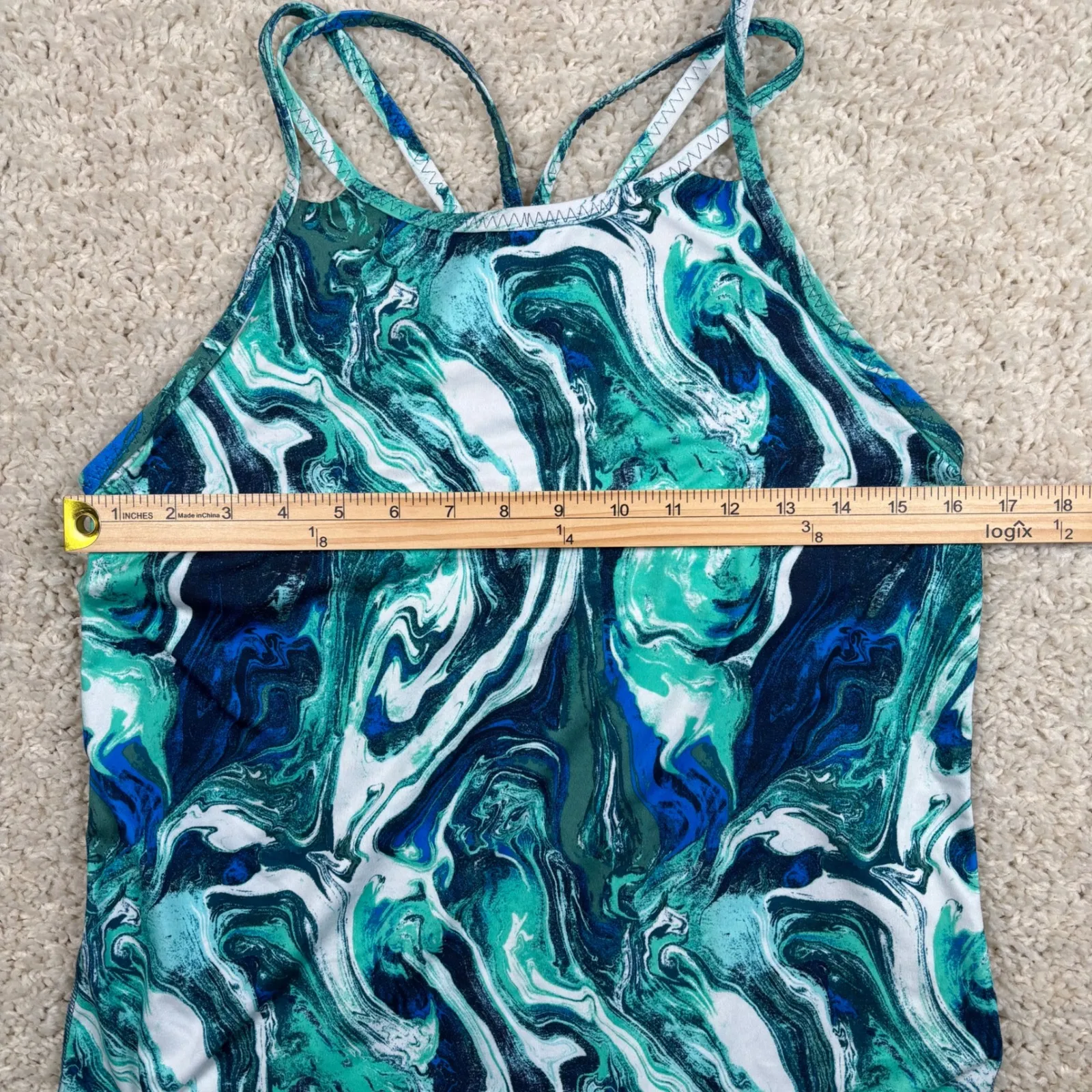 Patagonia Women's M Marbled Blue Green Tank Top Racerback Athletic - Image 3