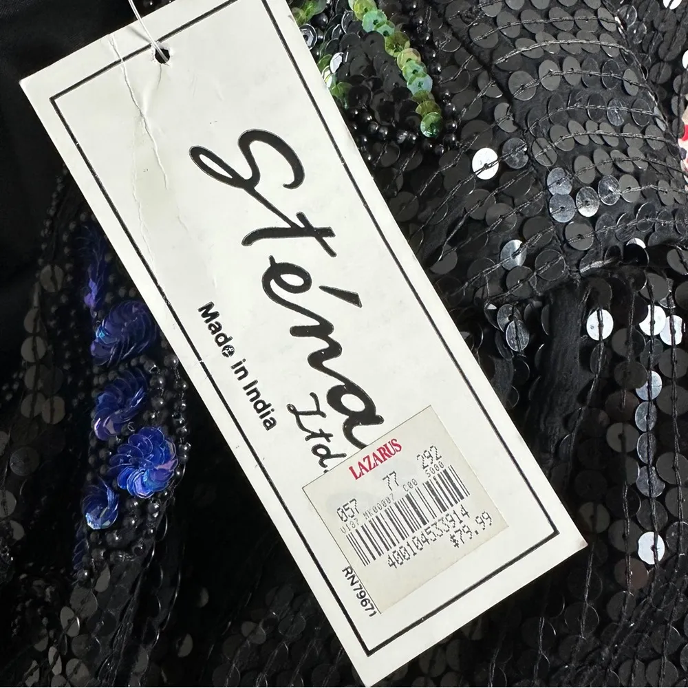 STÉNAY Vintage Black Sequin Silk Top Size L Size L - Image 14