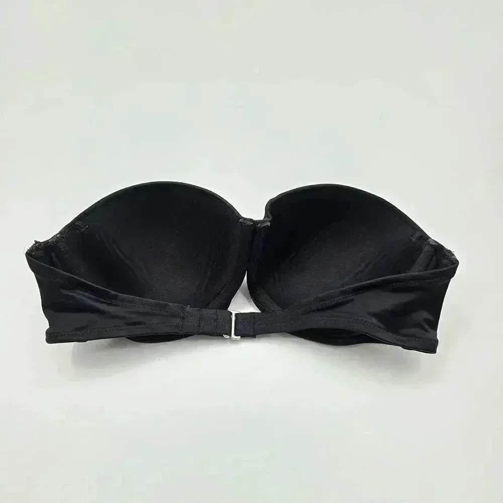 Victoria's Secret Black Padded Strapless Bikini S Top Swimwear‎ Small - Image 2