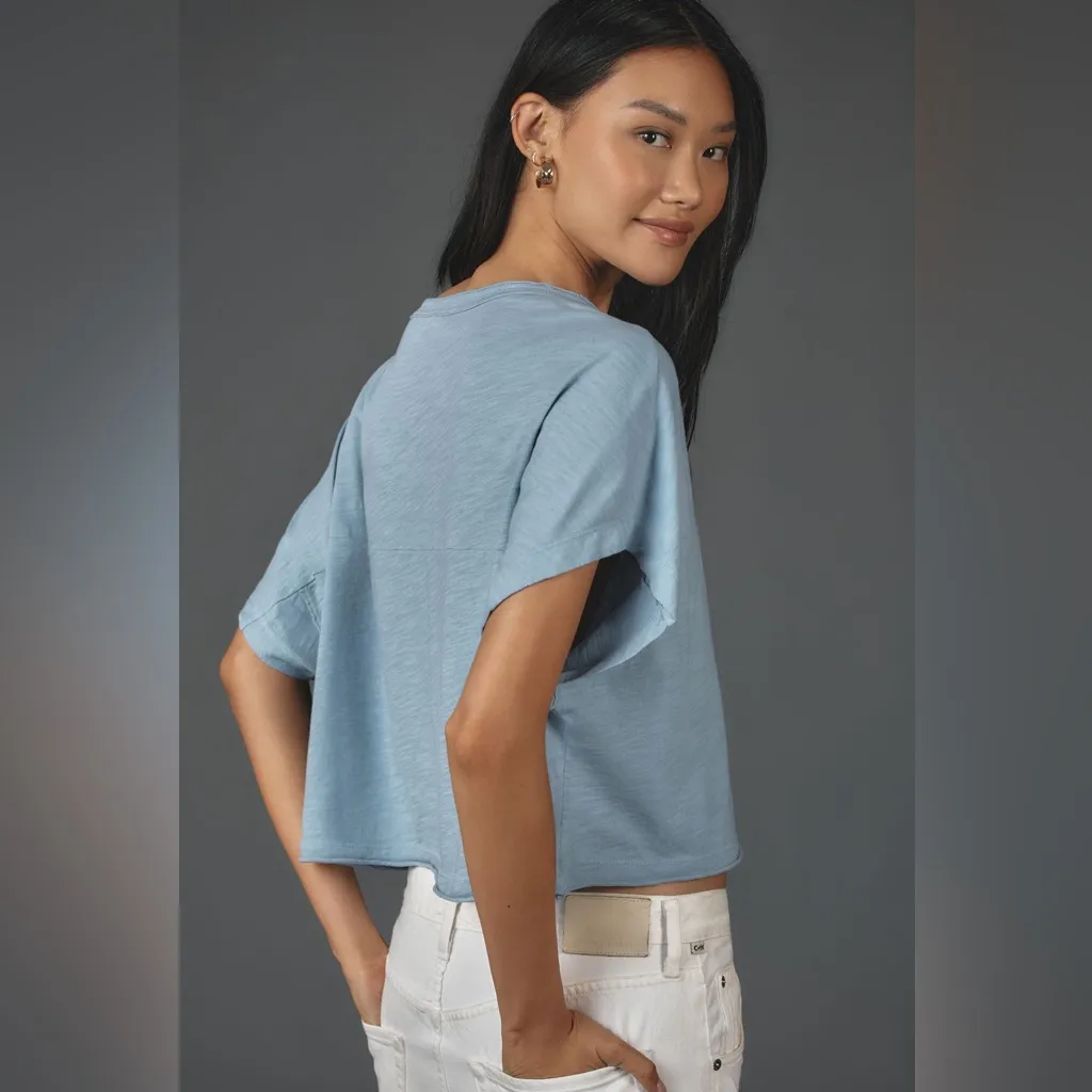 Anthro Pilcro Emmett Dolman Wedge Tee Crop T Shirt Blue XL - Image 2