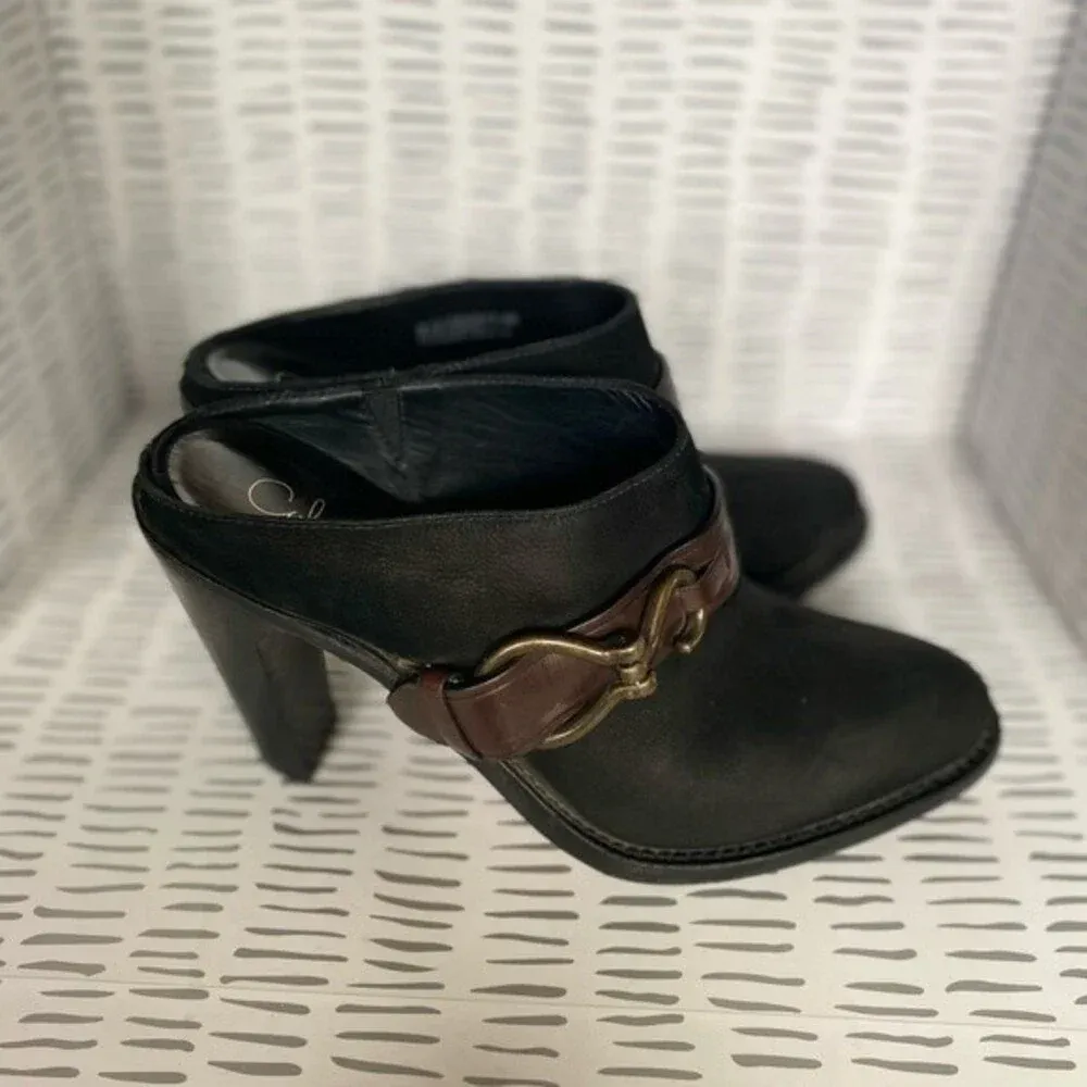 Cole Haan Leather‎ Two Tone High Heel Boot Mules Size 8 - Image 3