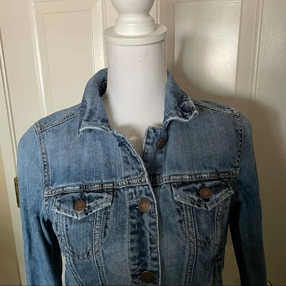 American Eagle Distress Denim Jean Jacket - Image 2