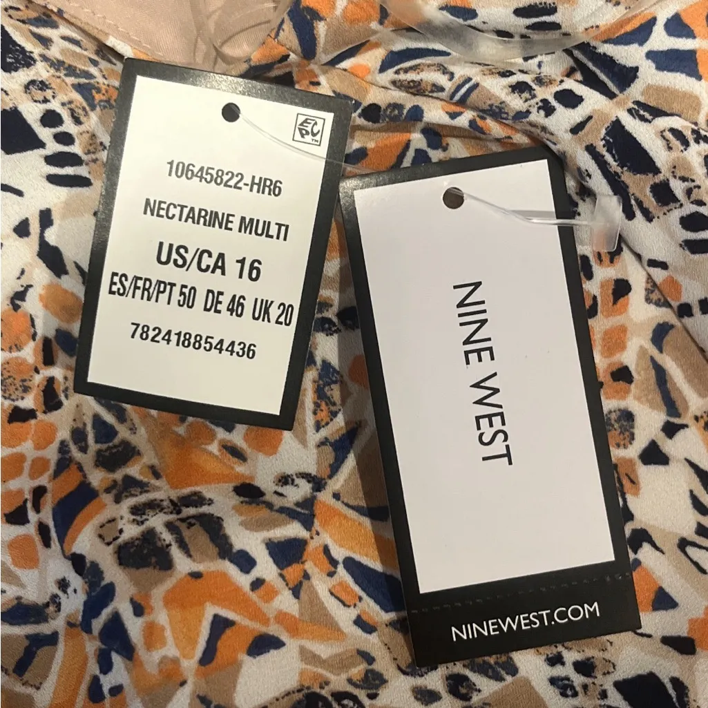 NWT Nine West Tropica Sleeveless Lined Top Multicolored Abstract Careerwear 16 - Image 10