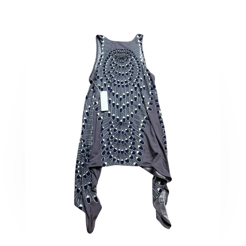 Mara Hoffman Peacock Knit Silk Trapeze Tank Tunic Silk Jersey Feathers Grey XS - Image 2