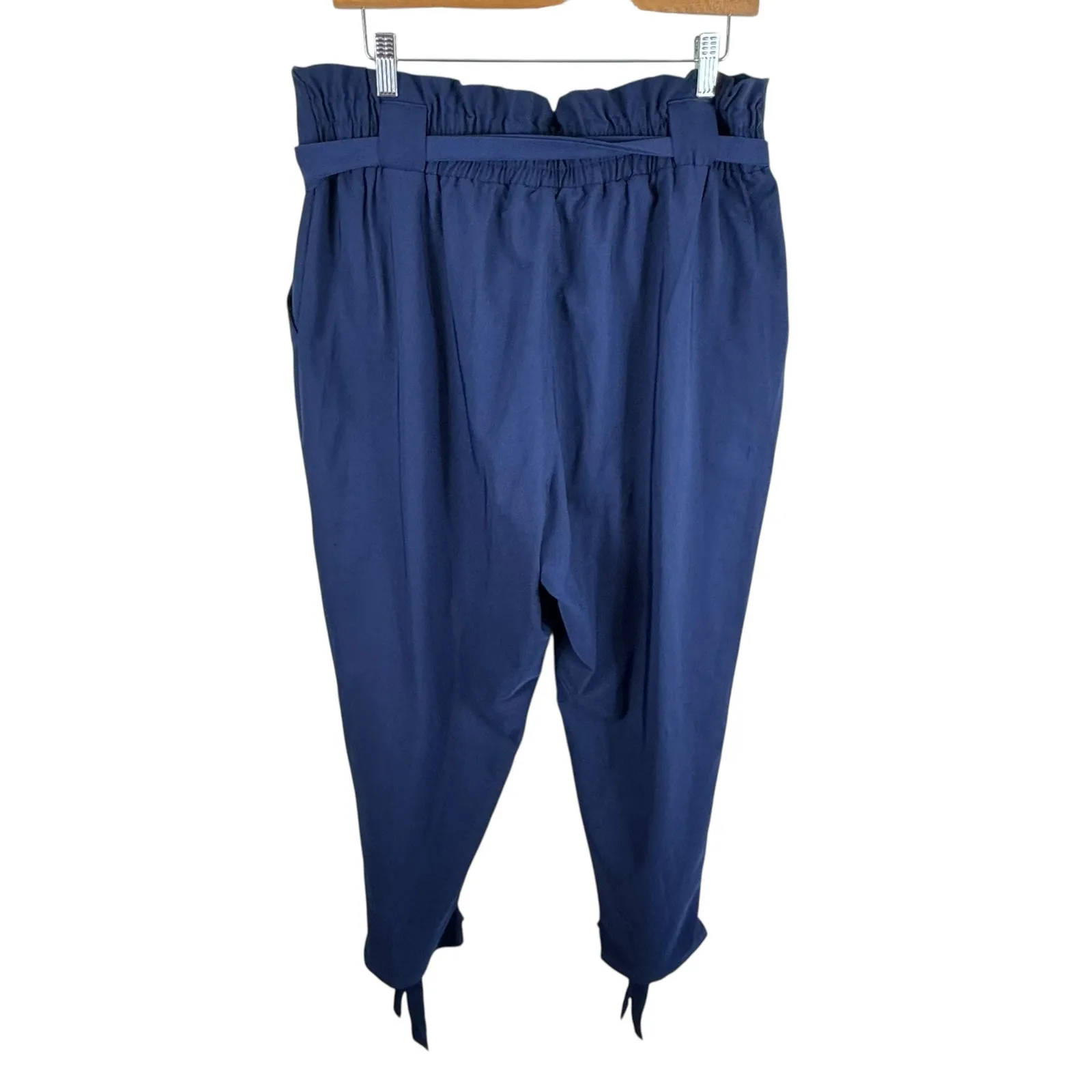 Grace Karin NWT Navy Blue High Rise Paperbag Skinny Cropped Belted Pants Sz 2XL - Image 3