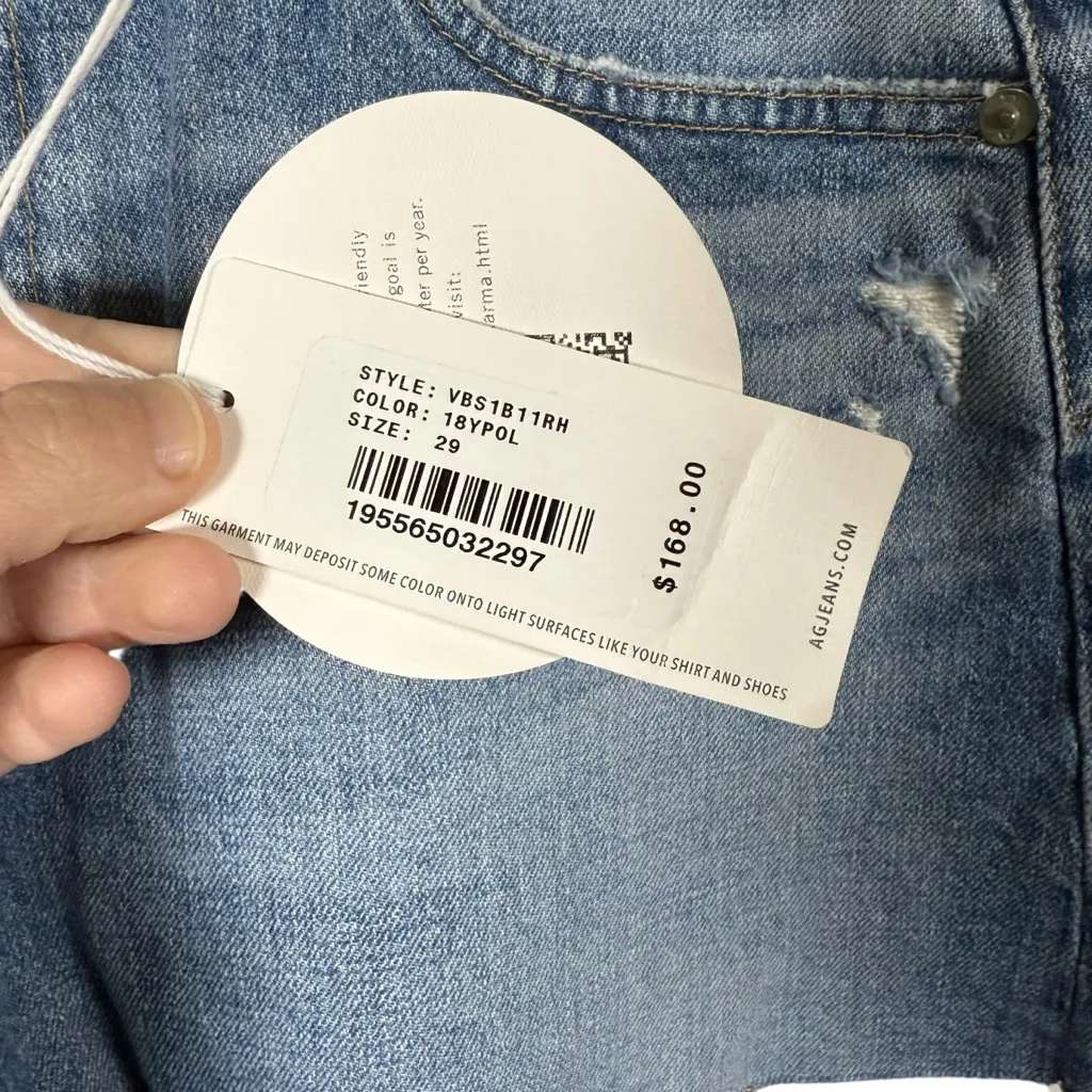 NWT AG Alexxis High-Rise Wedgie Shortie Denim Shorts Blue Size 29 - Image 2