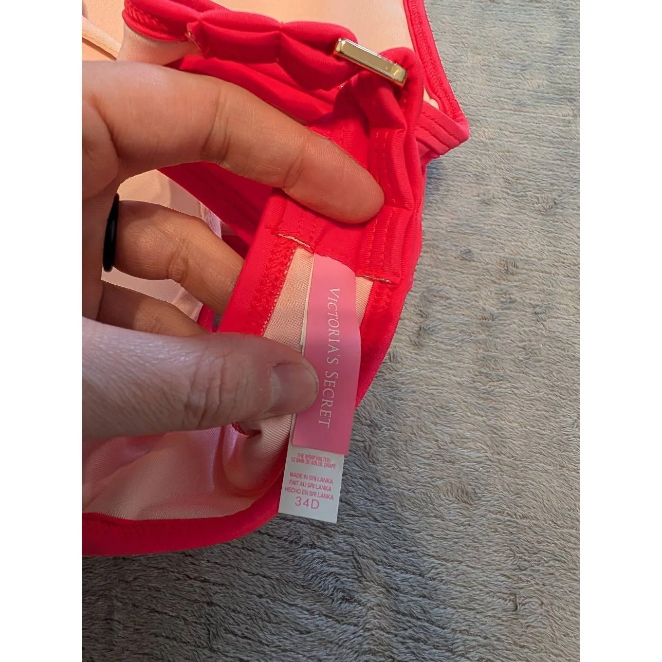 Victoria's Secret SWIM Size 34D The Wrap Halter Bikini Top Pink - Image 3