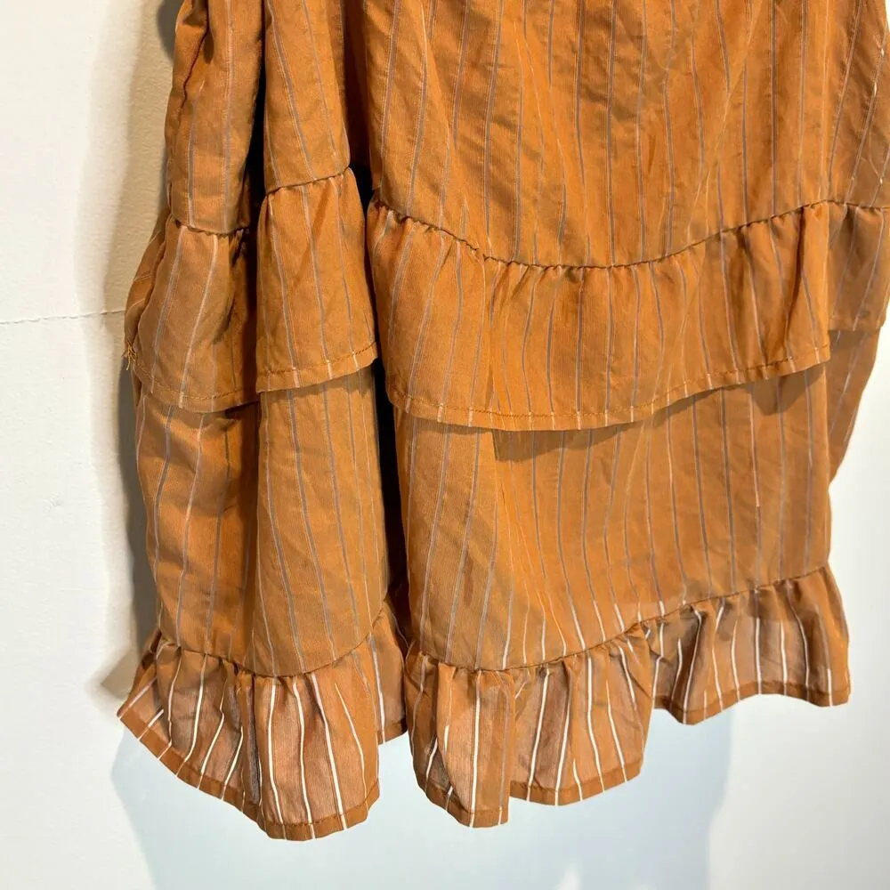 Line & Dot NWT Brown Striped Tiered Tank Top - size Large - Image 3