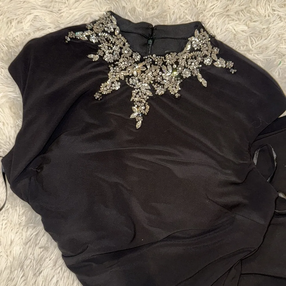 NWOT MAC DUGGAL 41018I High Neck Jewel Collar With Slit black Gown Sz 10 - Image 8