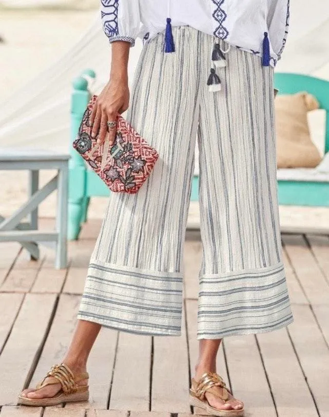 Sundance Boho Tassel Striped Cotton Pants  - Image 2