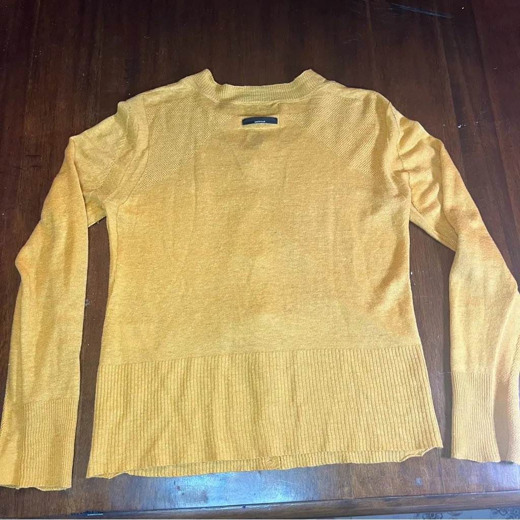 Cotelac Women’s 100% Linen Mustard Yellow Lightweight Cardigan Sweater Size 1/M Size M - Image 6