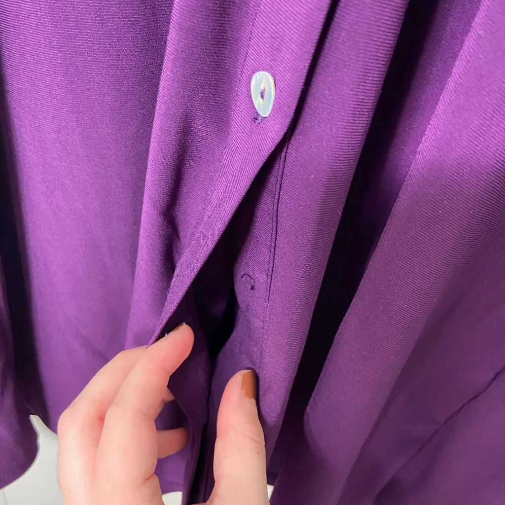 MSK women’s deep purple collared stretch full button front knee‎ midi dress M Size M - Image 6