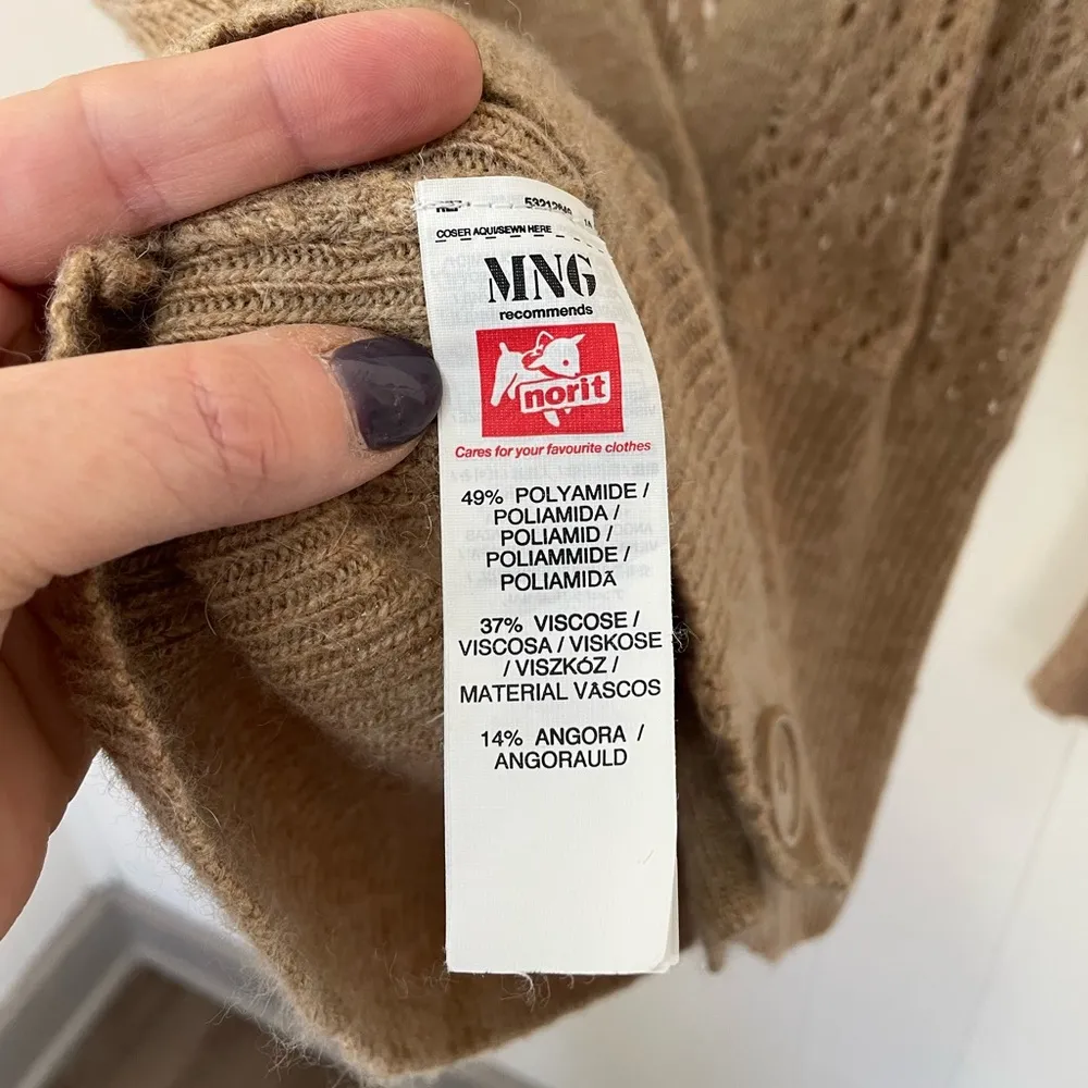 MNG Suit Open Knit Cardigan Sweater Deep V - Image 2