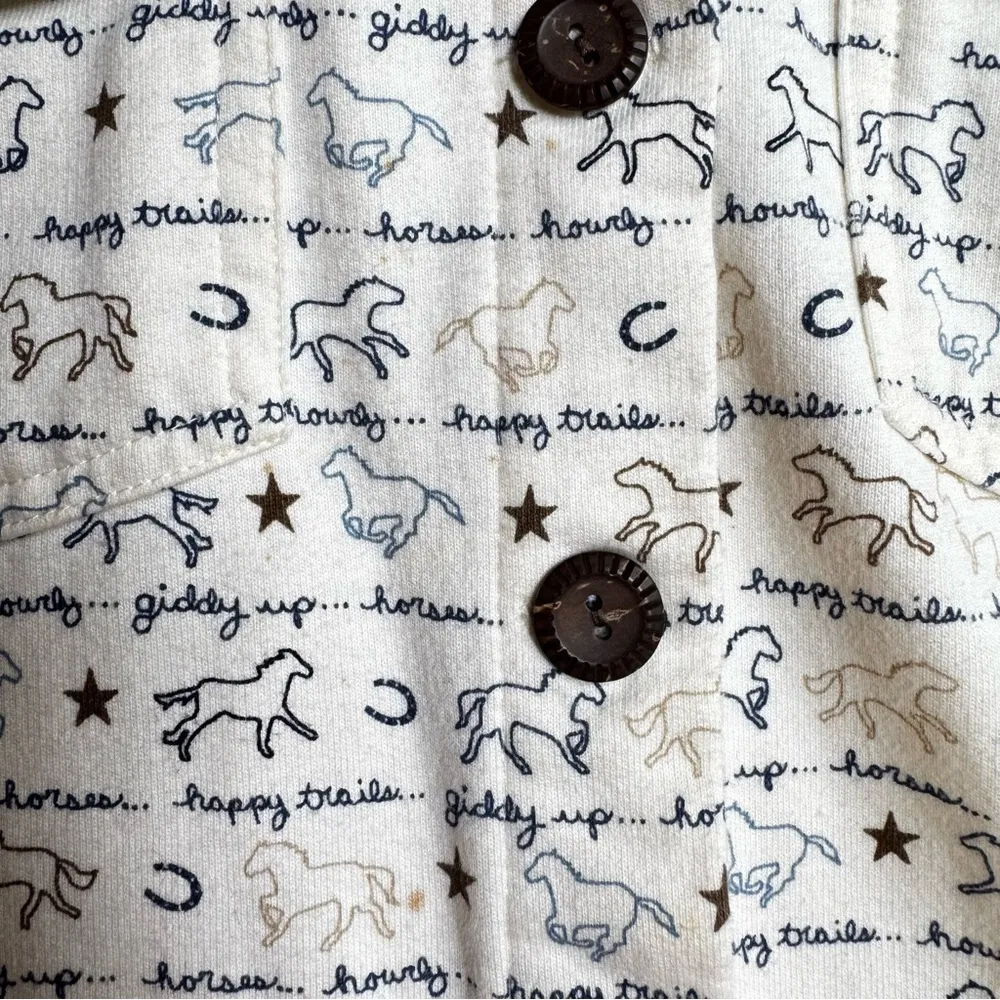 Horse Print Western Cowgirl Cream Knit Shirt Christopher & Banks Vintage Y2K - Image 8