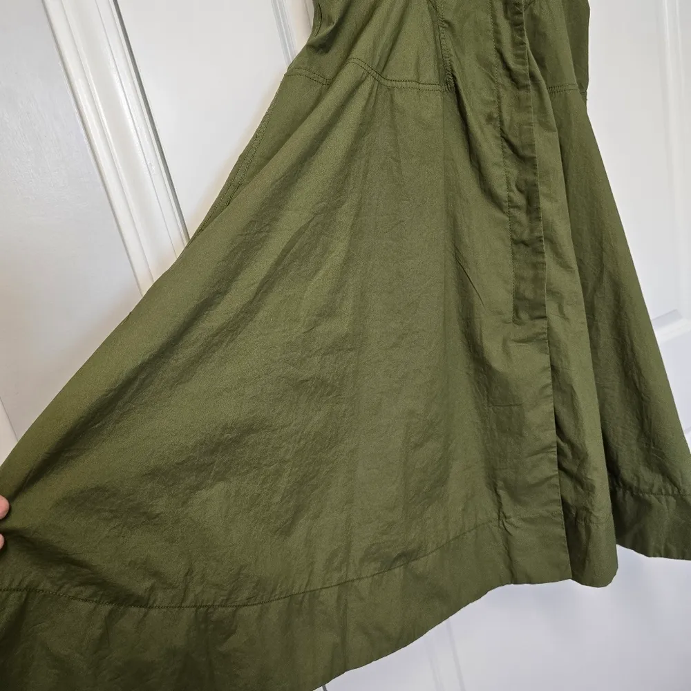 Maeve Anthropologie V-Neck Wrap Shirt Midi Dress Size Medium Olive Green No Belt - Image 9