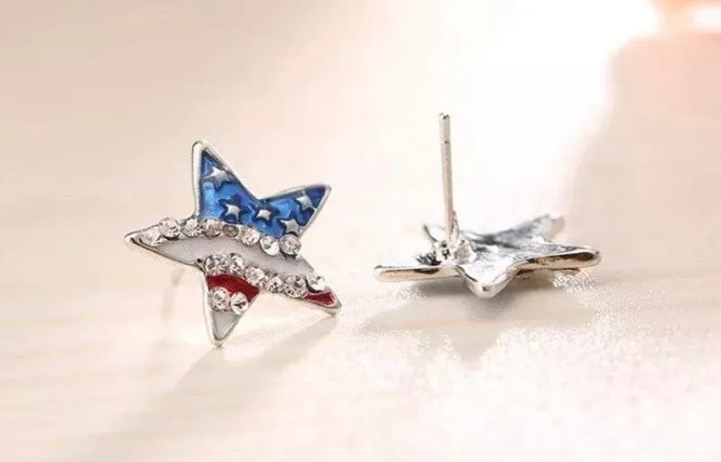 💥$2💥 American Flag Star Stud Earrings Multiple - Image 3