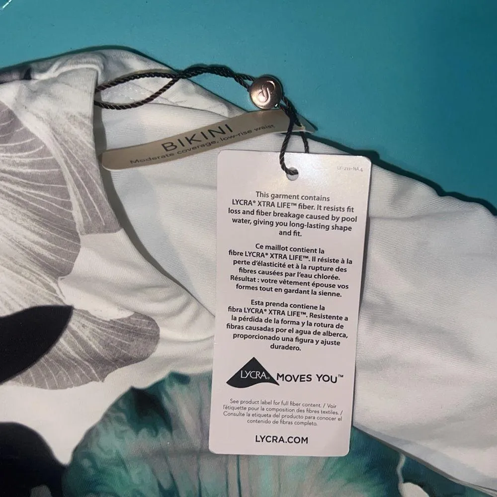 Calia By Carrie Underwood Swim Suit Bikini Bottoms Ocean Iris High Rise NEW White Size XL - Image 4