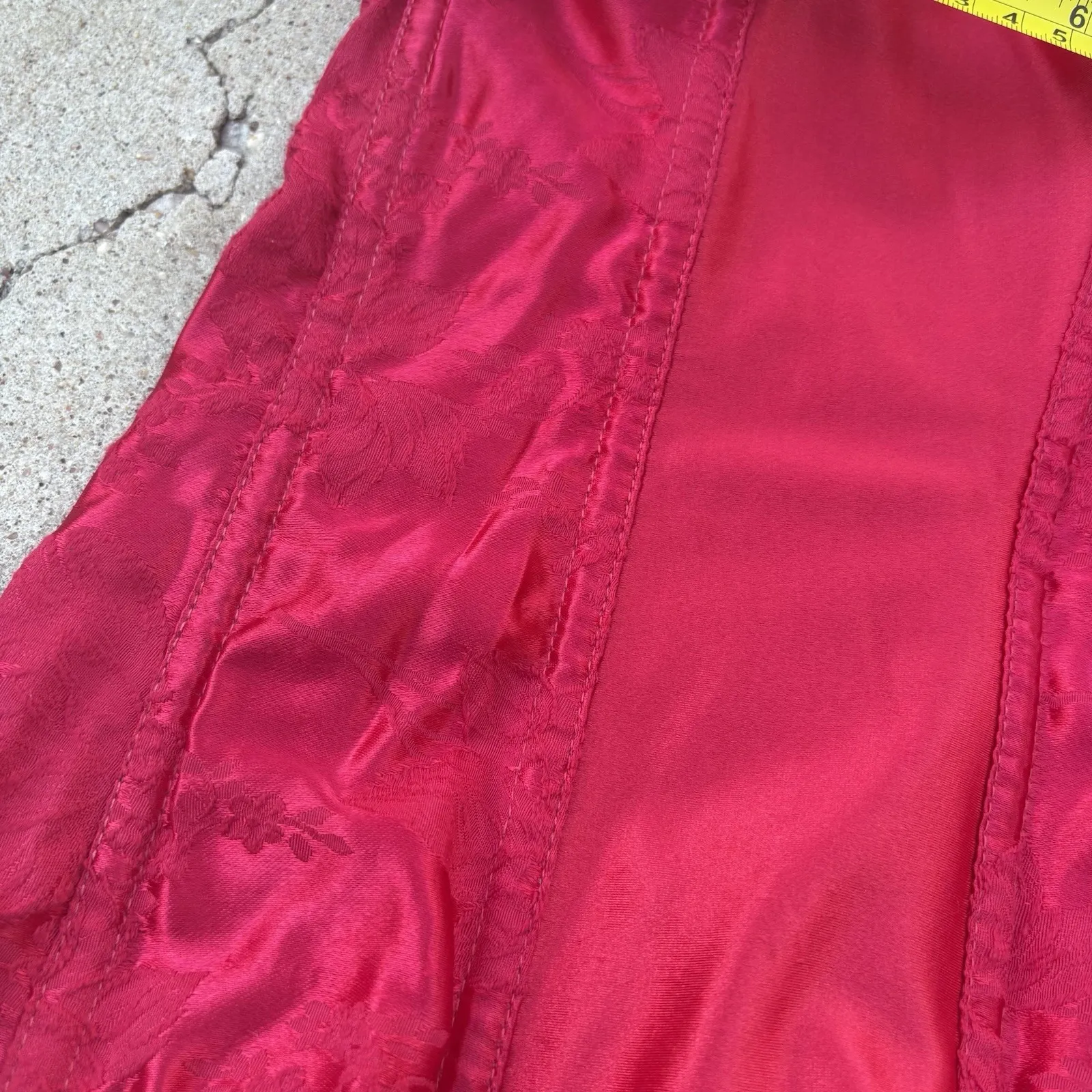 Vintage 90s Empire Intimates Red Lace Up Satin Corset w/ Boning Size 42 USA Made - Image 9